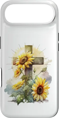 Vista 27 de Faith Christian Cross Watercolor Sunflower Flowers Case for iPhone 17
