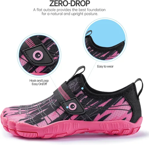 Vista 5 de SEEKWAY Zapatos de agua descalzos para niños, puntera ancha y zapatos de arena de secado rápido para niños pequeños para senderismo, natación
