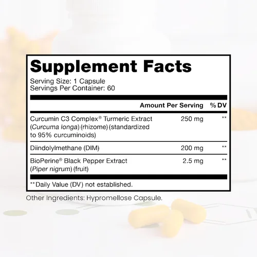 Vista 2 de Pure Therapro Rx DIM 3+ 60 cápsulas veganas - Suministro de 2 meses DIM, curcumina y bioperina, apoya el metabolismo saludable del estrógeno