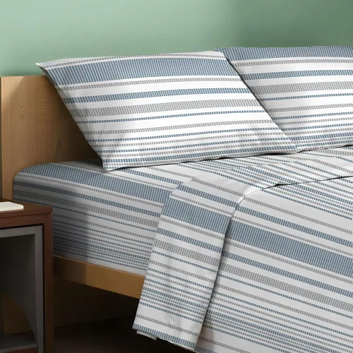 Vista 11 de TEXAS LINEN CO. Paquete de 2 juegos de sábanas de percal de algodón 100% orgánico, suaves, transpirables y refrescantes, con esquinas profundas