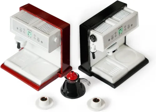 Vista 9 de Cafetera en miniatura con olla y 2 tazas, accesorios para casa de muñecas 1:12, máquina de café, decoración artificial de la casa, decoración