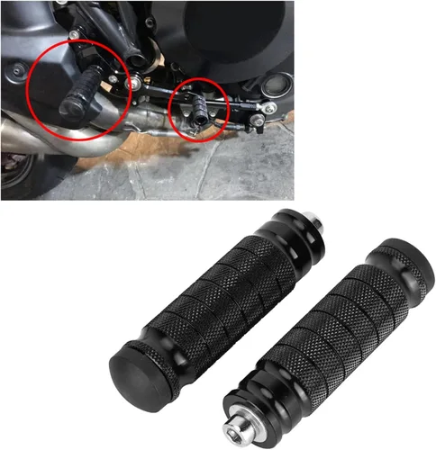 Vista 3 de Reposapiés trasero para motocicleta, paquete de 2 pedales de aluminio para motocicleta, universales M8 antideslizantes, reposapiés M8