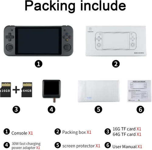 Vista 6 de Daxceirry RG552 Handheld Android System Game Console High Speed EMMC 5.1 and 16G Linux System Built-in 6400 mAh Battery with 5.36in Touch Screen