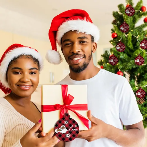 Vista 6 de Bucherry Adornos afroamericanos para árbol de Navidad, adornos de Papá Noel negro de 3.2 x 3.9 pulgadas, decoraciones de madera navideñas colgantes