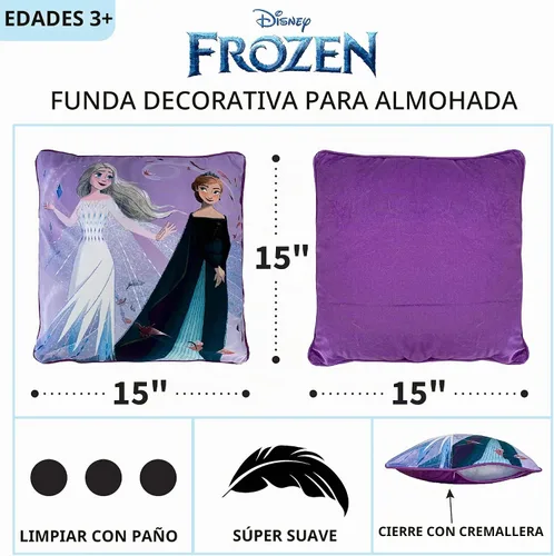Vista 4 de Franco Funda de almohada decorativa suave para niños, 15 x 15 pulgadas, Frozen 2 de Disney Disney Frozen 2