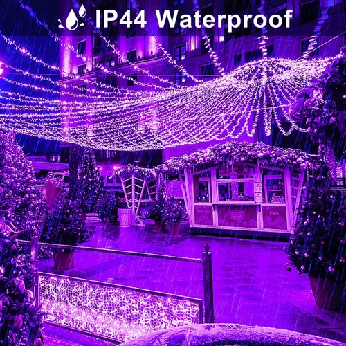 Vista 9 de JMEXSUSS Paquete de 2 luces solares de Halloween de 100 LED moradas/250 luces LED moradas de Halloween para interiores