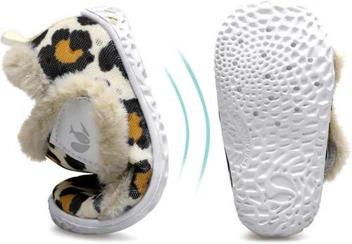 Vista 6 de FEETCITY - Zapatos para bebés, niños y niñas, pantuflas cálidas de vellón, botines para primeros pasos, calcetines cálidos para recién nacidos