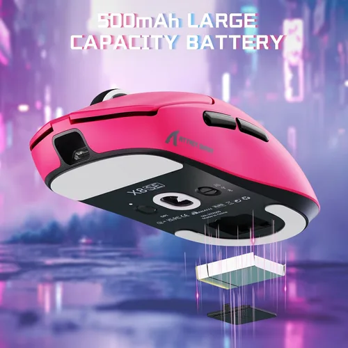 Vista 7 de ATTACK SHARK X8SE - Mouse inalámbrico para juegos, sensor óptico ajustable de 25 K DPI PAW3311, ergonómico de 2.08 oz ligero, triple modo