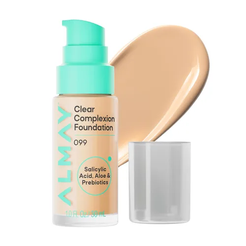 Vista 29 de Almay Clear Complexion - Base de maquillaje para acné con ácido salicílico, cobertura media, acabado mate suave, hipoalergénico, libre de crueldad