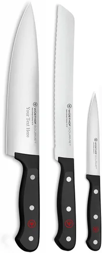 Vista 5 de Wüsthof Gourmet - Juego de cuchillos de chef de 2 piezas, negro, grabado personalizado, personalizado