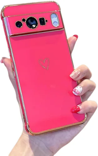 Vista 50 de ZTOFERA Funda diseñada para Google Pixel 7a, bonito diseño de corazones de amor con borde chapado y protección de lente de cámara, para Google Pixel