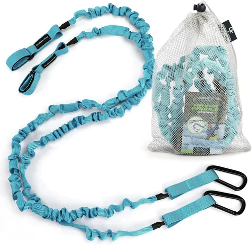 Vista 10 de Gradient Fitness 2 Pack Kayak Paddle Leash, 5-8 Feet Stretchable Paddle Strap with Carabiner Secure Leash Lanyard Rope for SUP Kayak Canoe Paddle