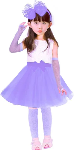 Vista 5 de Miayon - Accesorios de disfraces 6 en 1 para niños trajes y vestidos elegantes de los años 1970 y 1980 para fiestas de cosplay o fiestas temáticas