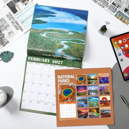 Vista 6 de Calendario 2026-2027 - julio 2026 - diciembre 2027, calendario de pared, calendario de 26-27, 12 x 24 pulgadas (abierto), calendarios de pared