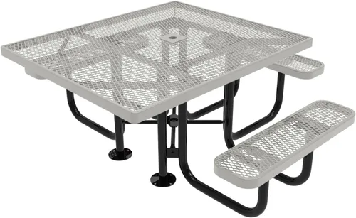 Vista 40 de COATEDOUTDOORFURNITURE Mesa de picnic cuadrada de 46 pulgadas, expandida, color negro