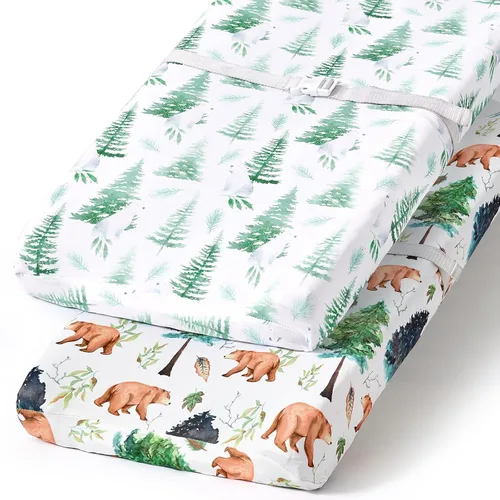 Vista 83 de Pack n Play Sheets BROLEX - Juego de 2 sábanas para cuna, juego de sábanas elásticas y portátiles para cuna, funda de colchón convertible