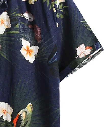 Vista 5 de Flower Hawaiian Shirt Men Short Sleeve Fashion Cooling Summer Beach Shirt Tropical Floral Casual Button Down Shirt Top