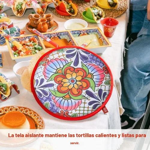 Vista 4 de Prepara Talavera - Calentador de tortillas, color azul, para microondas