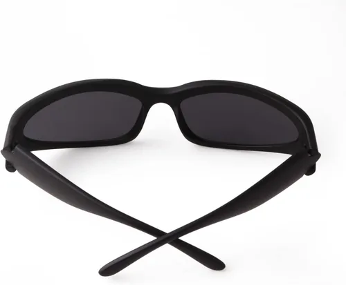 Vista 3 de SORVINO Gafas de sol de moda envolventes para hombres y mujeres, gafas de sol ovaladas deportivas de moda, gafas futuristas, Negro + Plateado