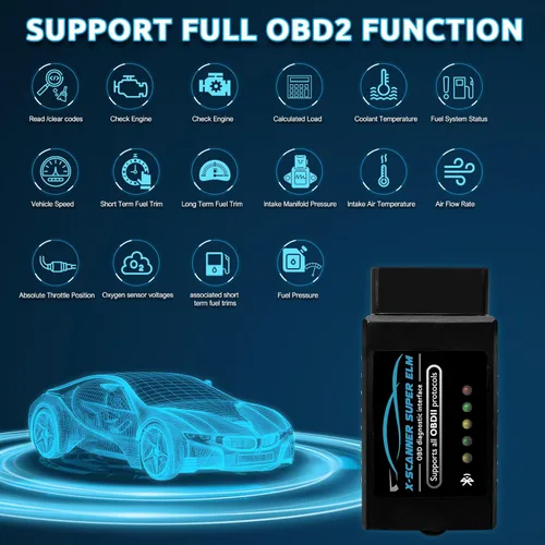 Vista 2 de Obd2 Bluetooth ELM327 v1.4 Escáner con chip original PIC18F25K80, lector de código de automóvil compatible con vehículos de 1996+, funciona