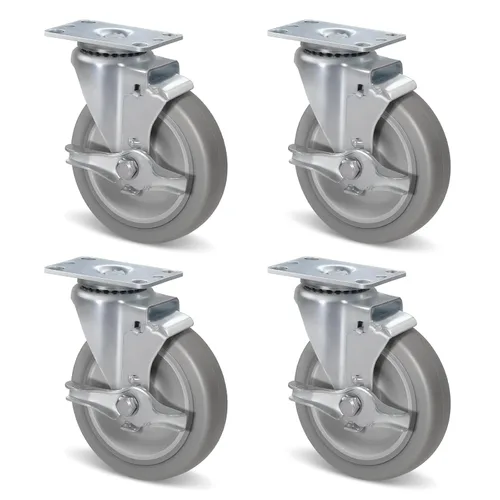 Vista 55 de Ruedas resistentes de 3 pulgadas, ruedas giratorias con frenos, ruedas de placa con rueda de goma para muebles, plataforma, camión, carrito