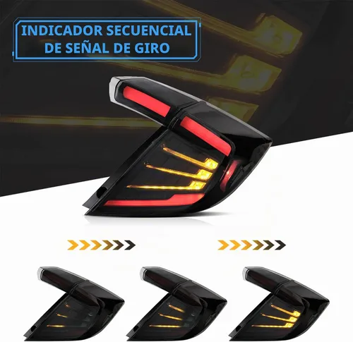 Vista 3 de Vland Luces traseras led compatibles con Honda Civic Hatchback de 10ª generación 2018-2021 (NO para Coupe) con animación dinámica con señal de luz