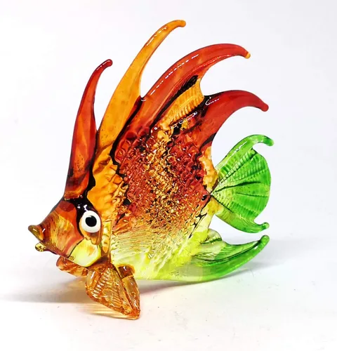 Vista 5 de Acuario Artesanía Tailandesa Coleccionable Mini Figura De Peces De Vidrio Soplado A Mano Decoración Hand-blown glass, 2.5 in tall, for coastal