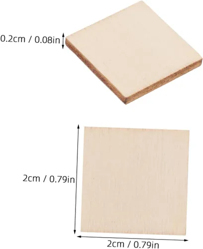 Vista 2 de Azulejos cuadrados de 0.787 in Piezas de madera en blanco Rebanadas cuadradas sin terminar para la decoración de bricolaje