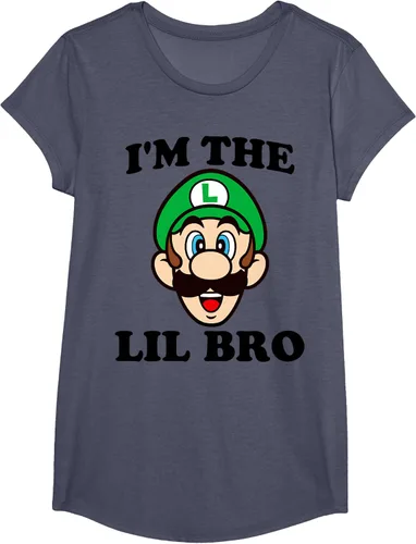 Vista 10 de Super Mario Camiseta de retrato Luigi I'm The Lil Bro, Blanco