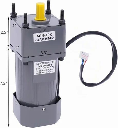 Vista 3 de Motor de engranajes eléctrico 110V 250W 10K Monofásico de alto par motor reductor de engranajes de CA 0-135 RPM Controlador de velocidad variable
