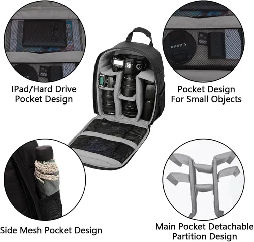 Vista 5 de Mochila para cámara profesional para cámara DSLR/SLR sin espejo, mochila de fotografía para mujeres y hombres, fotógrafos, funda para cámara