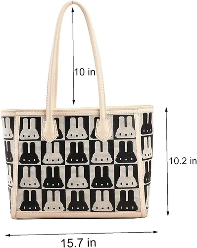 Vista 2 de Waiyqju conejo combinación patrón imitación cuero mujer moda bolso de mano