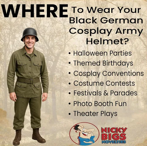 Vista 4 de Nicky Bigs Novelties WW2 M35 - Casco de plástico del ejército alemán Stahlhelm, accesorio para disfraz de Halloween, casco alemán, sombrero