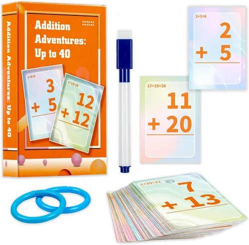 Vista 10 de Alened Tarjetas flash de suma y resta, tarjetas de datos matemáticos 1-20, juegos de manipulación matemática para jardín de infantes, 1º, 2º, 3º