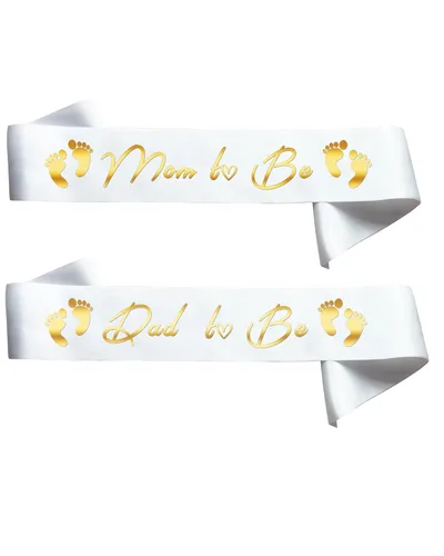 Vista 4 de Juego de 2 bandas para mamá y papá, las mejores decoraciones de baby shower, regalos para madre y padre, fiesta de revelación de género, para niños