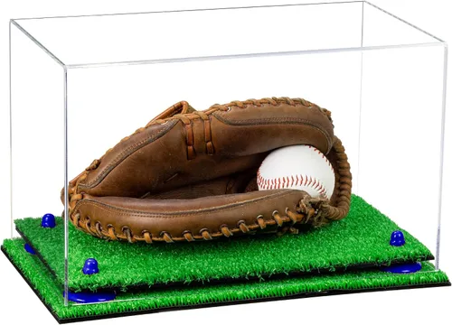 Vista 27 de Better Display Cases Vitrina de guantes de béisbol de acrílico transparente con elevadores negros (A011/V16)
