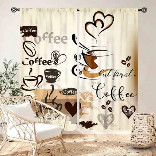 Vista 22 de Cortinas de cocina rústicas, color negro y blanco, tablón de madera con cuchillo y cuchara para barra, bolsillo para barra, tratamiento de ventana