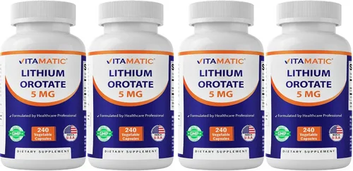 Vista 10 de Vitamatic Orotate de litio 5 mg, 240 cápsulas vegetales, sin OMG, sin gluten. - Paquete de 2