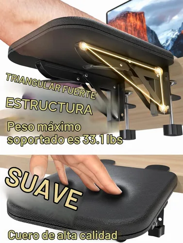 Vista 6 de NODOCA Reposabrazos para escritorio, reposabrazos ergonómico, extensor de escritorio, esponja suave incorporada, cómodo soporte de brazo