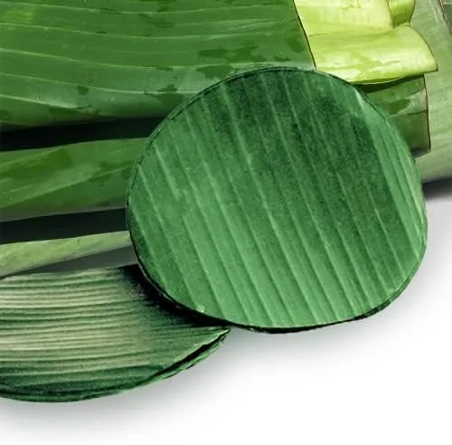 Vista 2 de Kejora Hojas de plátano redondas frescas 1 LB (1)