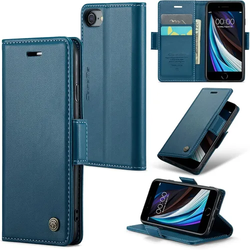 Vista 10 de Funda tipo cartera compatible con iPhone 6/7/8/SE 2020/SE3 [bloqueo RFID], funda de piel sintética con soporte para tarjetas para iPhone 6/7/8/SE
