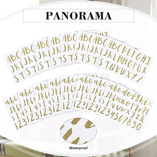 Vista 3 de Sepamoon 552 piezas de 8 hojas de calcomanías de letras de vinilo, autoadhesivas, letras del alfabeto, cursivas, calcomanías para manualidades