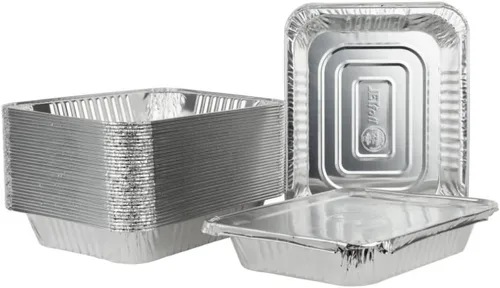 Vista 2 de Jetfoil Sartén de papel de aluminio con tapas, recipiente profundo de tamaño medio, utensilios de cocina, excelente para llevar, pasteles, pasteles