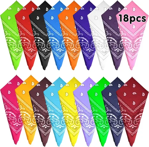 Vista 7 de FEPITO 18 bandanas de cachemira, bandana de vaquero con estampado de cachemira Conjunto B