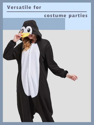 Vista 5 de Magicalani Pijama mameluco para adultos, disfraz unisex de animales de Halloween, ropa de dormir para hombres y mujeres, traje de cosplay cómodo