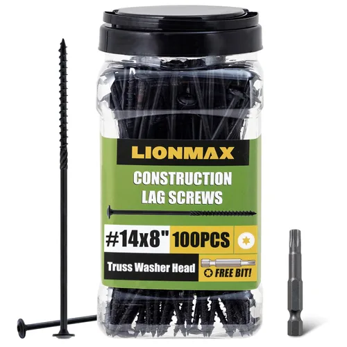 Vista 11 de LIONMAX Tornillos de retraso de 2-1/2 pulgadas, tornillo de madera estructural #14 x 2-1/2, 50 tornillos de construcción resistentes, resistentes a