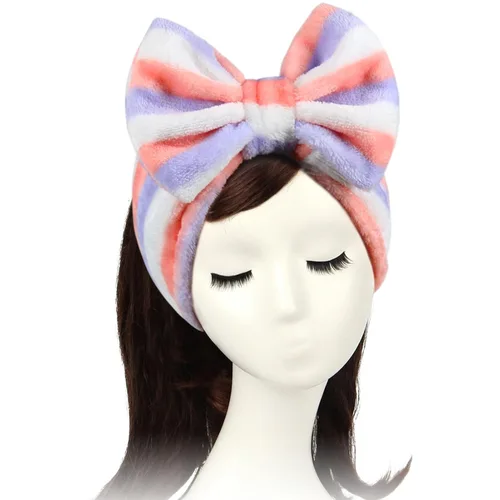 Vista 21 de Shintop Diadema de Spa, Diadema de Maquillaje de Vellón Coral Suave con Lindo Lazo, Banda Elástica para el Cabello para Lavar la Cara, Cuidado