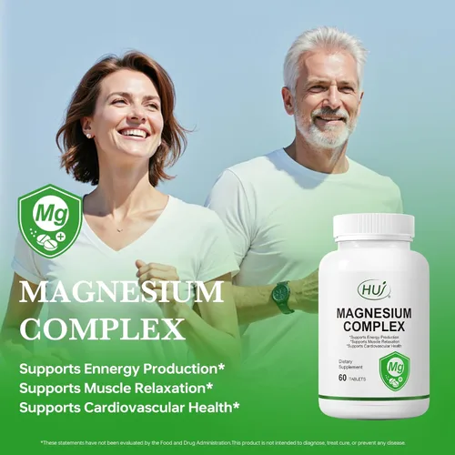 Vista 3 de HUJ Suplemento Complejo de Magnesio - Cinco Tipos de Magnesio - Apoya la Producción de Energía, Relajación Muscular y Salud Cardiovascular* - 60