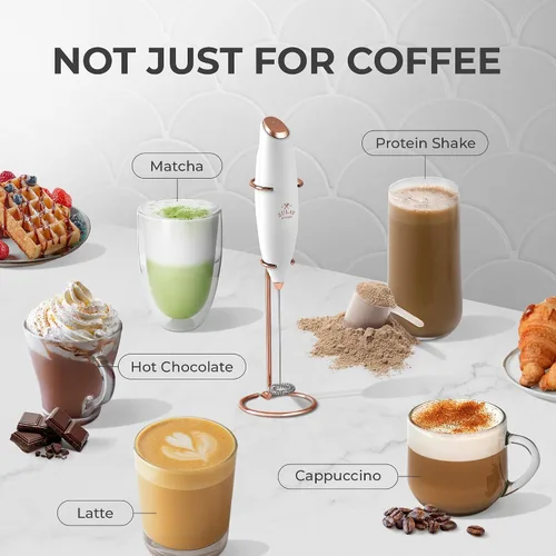 Vista 463 de Zulay Milk Boss Espumador de leche potente manual, hace espuma para latte, batidor para mezclar bebidas, café, miniespumador para capuchino, frappé