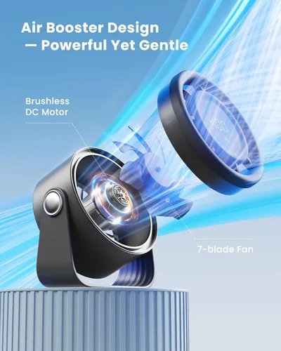 Vista 3 de Gaiatop Ventilador de escritorio pequeño recargable, ventilador personal de 5 pulgadas con batería de 4000mAh, control táctil con pantalla LED